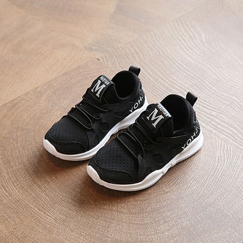Children's Casual Breathable Mesh Boys Girls Student Running Sports Shoes Black