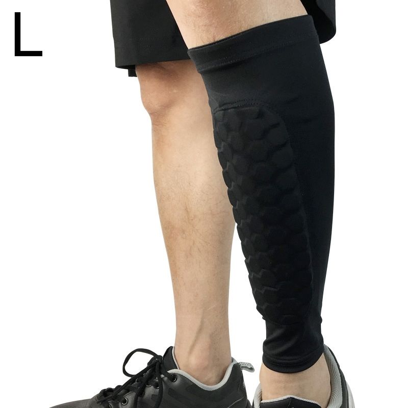 Football Anti-collision Leggings Outdoor Basketball Riding Mountaineering Ankle Protect Calf Socks Gear Protecter(Black Size: L)