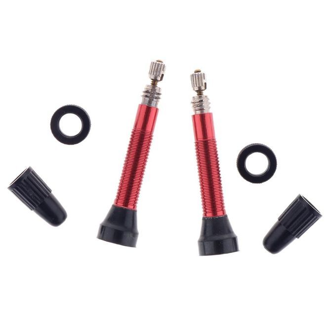 2x 52mm Copper Tubeless Style Presta Valve Stems With O-Ring Bike Red