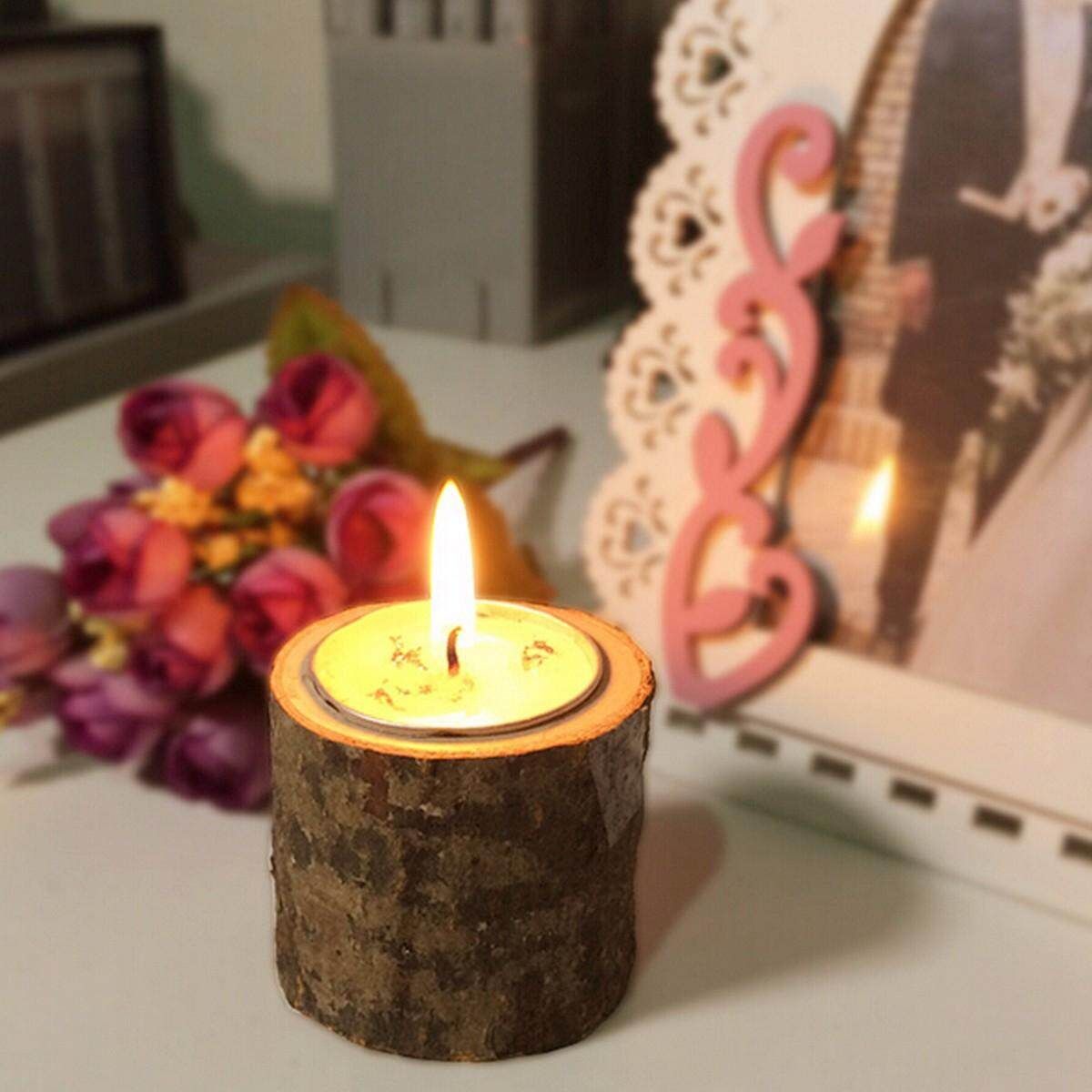 Tree Branch Rustic Shabby Holder Wooden LOG Tea Light Holder