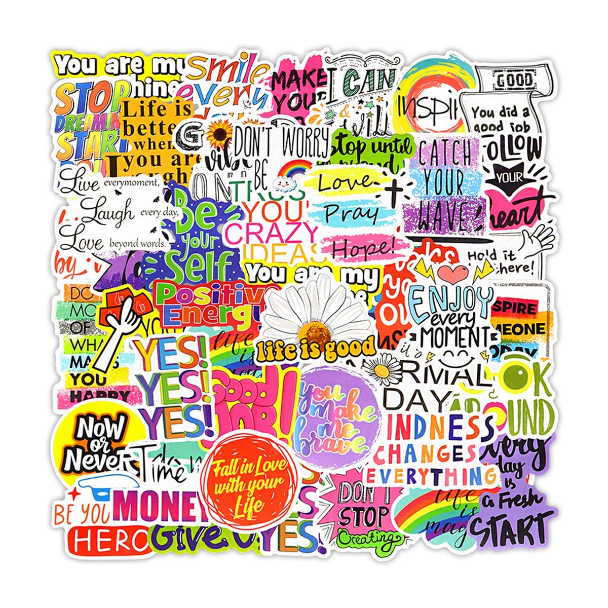 50Pcs Graffiti Stickers Reusable Luggage Stickers Mix Color