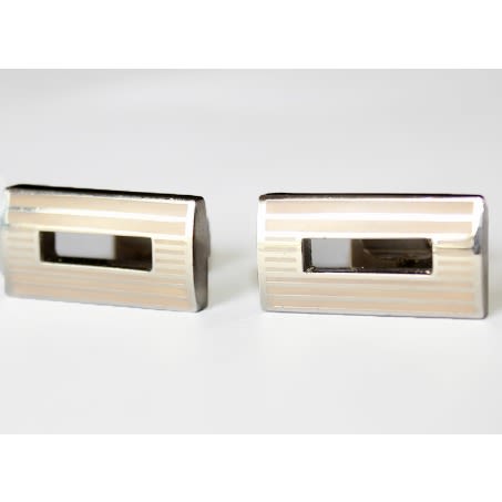 Rectangular Shaped Men Cuff-links-silver/cream. Mc-6044