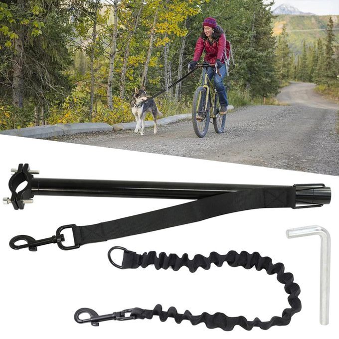 Adjustable Dog Bike Leash Dogs Bicycle Walking Trainer Safety Traction
