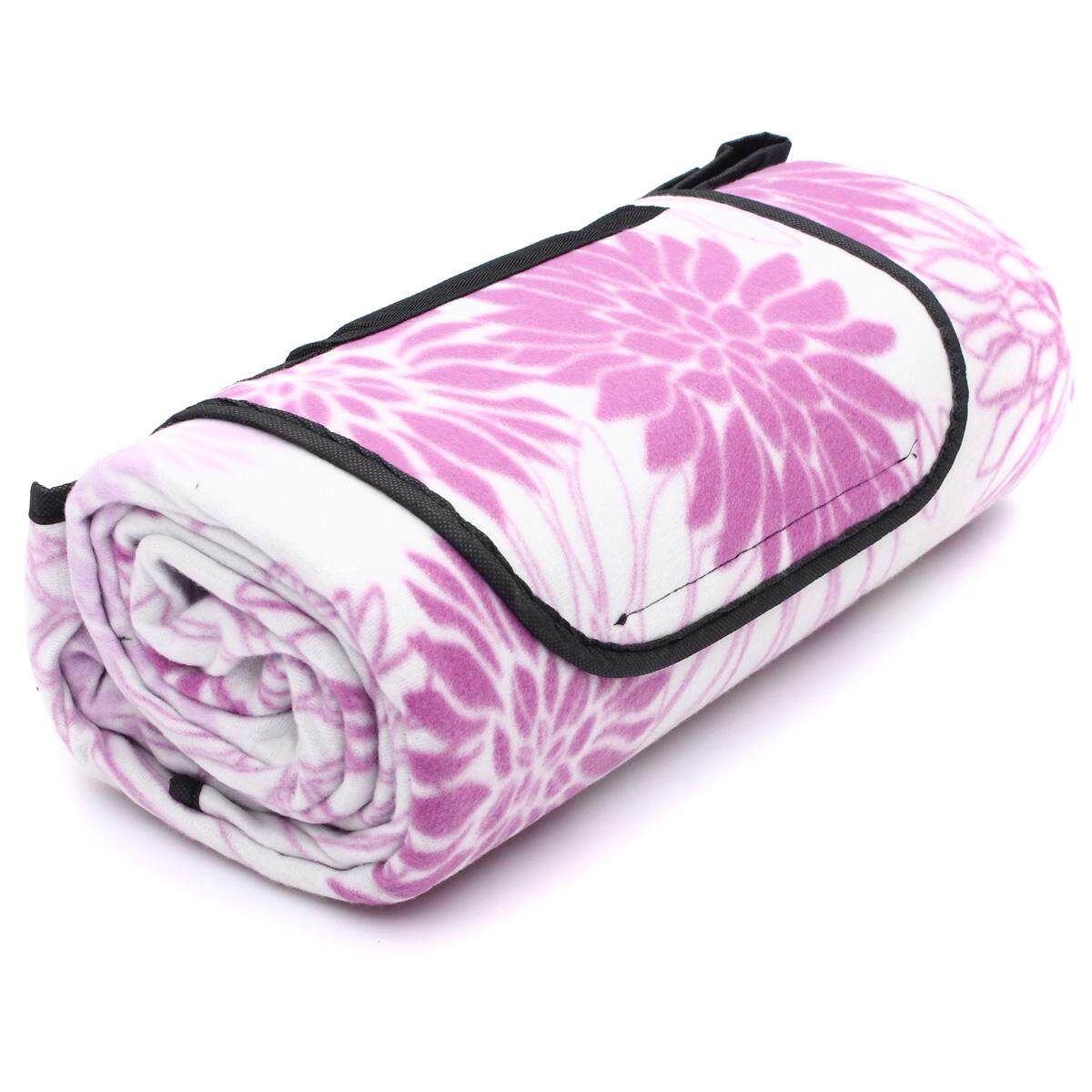 150x200cm Picnic Mat Extra Large Family Picnic Camping Fleece Waterproof Rug Mat Blanket UK Big Purple Flower