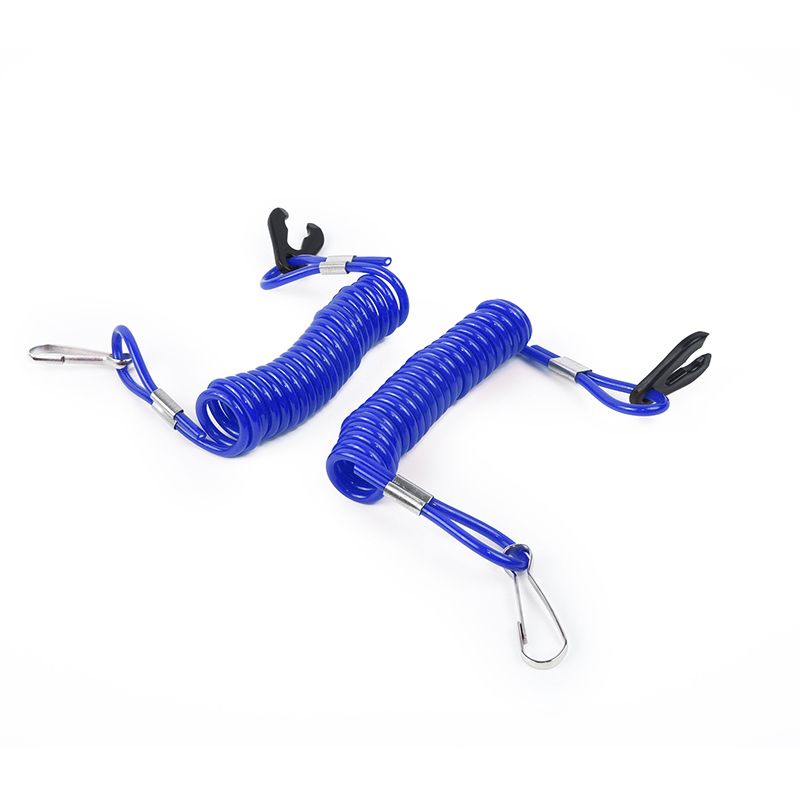 Lanyard Safety Rope Blue Tpupvc Spring Hook 2pcs Outboard