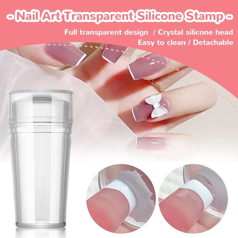 Transparent Nail Stamper With Scraper Jelly Silicone Manicuring Kits Nail Art