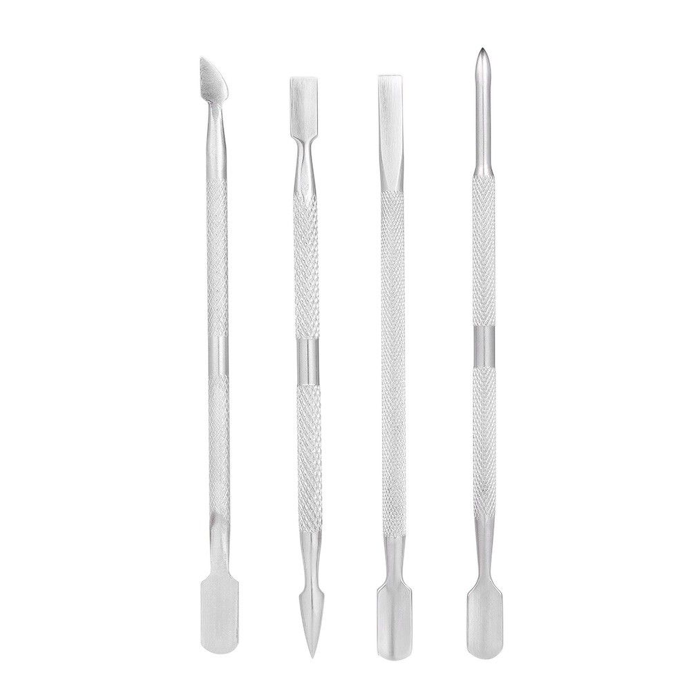 4pcs Stainless Steel Double-ended Nail Pusher Set Nail Glue