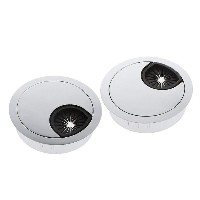 Desk Grommet 2 Inch Matte Metal Desk Cord Cable Hole Cover Silver