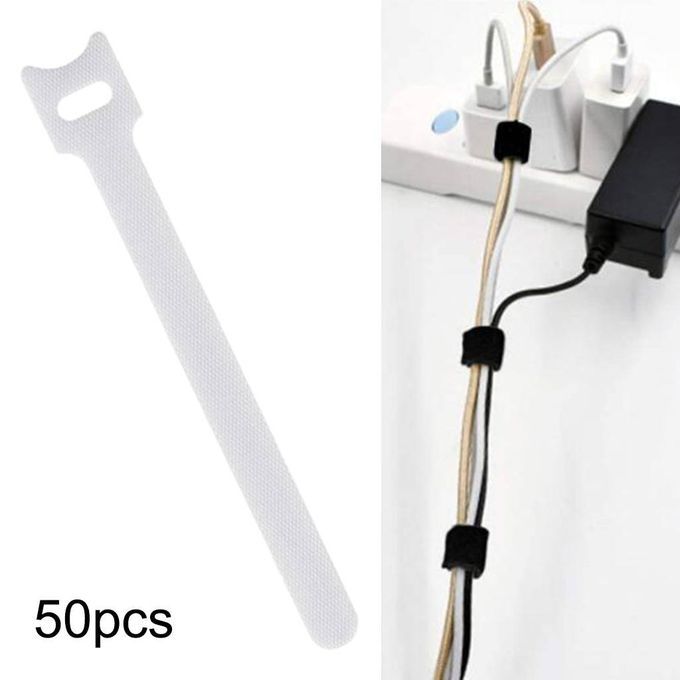50pcs Cable Cord Tie Straps Reusable Cable Ties White 12x150mm