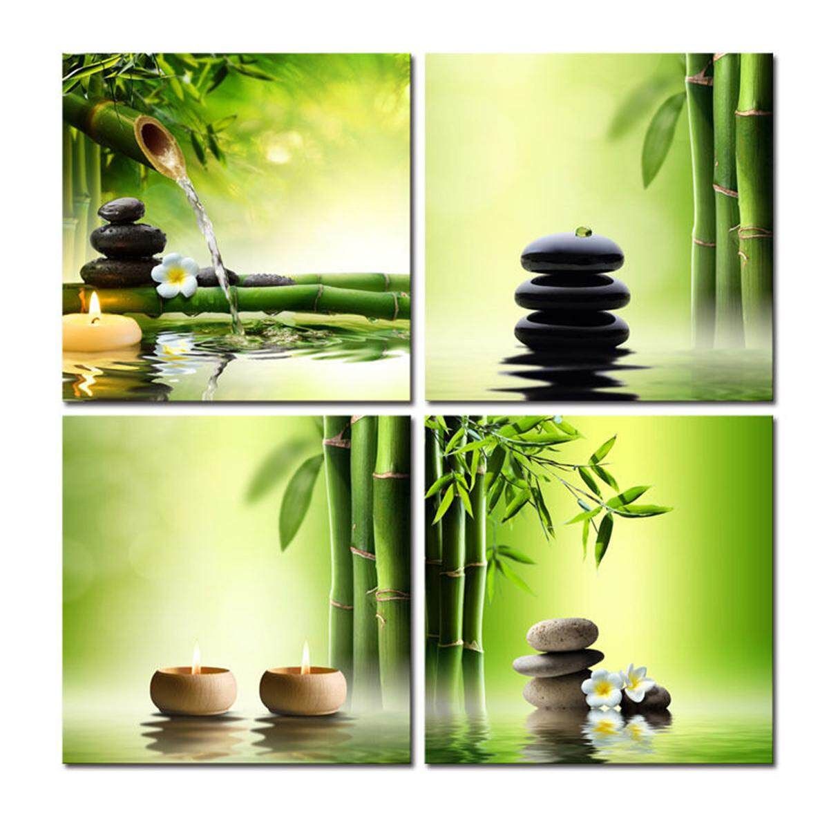 4Pcs Zen Bamboo HD Picture Canvas Modern Art Wall Decor Unframed