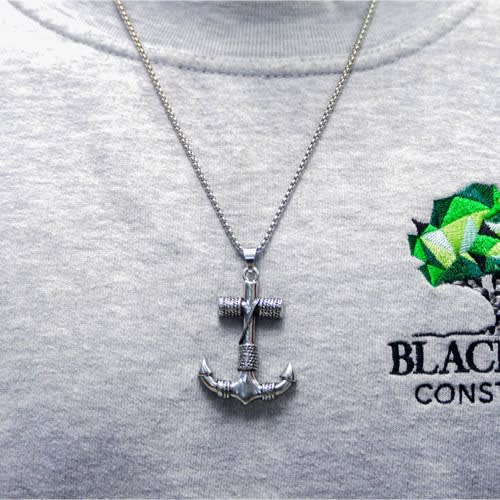 Mens Anchor Pendant & Necklace