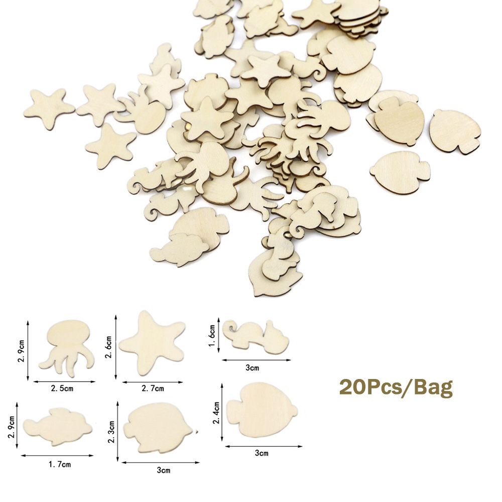 20Pcs Wood Slices Animals Shape Art Collection DIY Painting