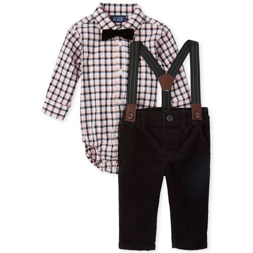 Baby BoysPlaid Poplin Matching Button Down Bodysuit Set