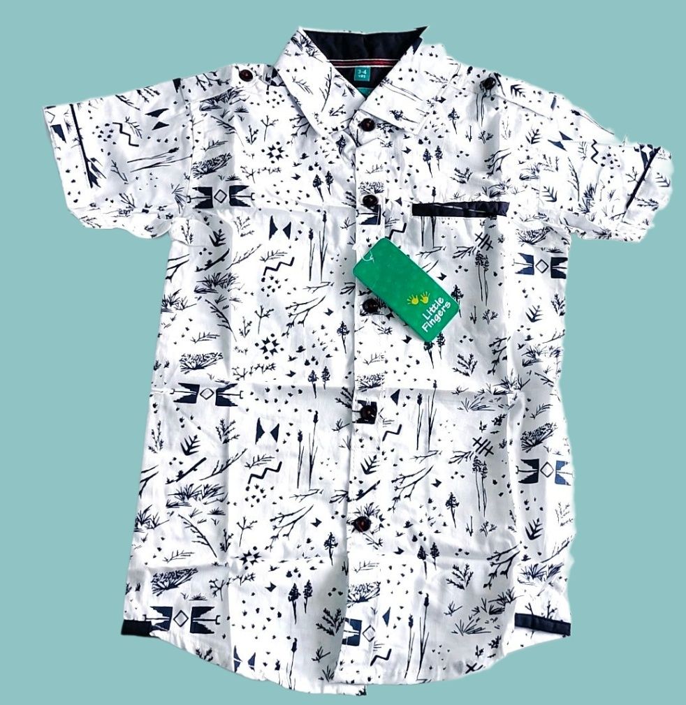 Boy's Toddler Button Down Short Sleeve Shirt - White (Suitable For A 2years Old)