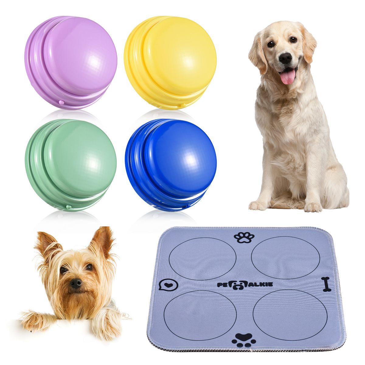 4pcs Colorful Large Voice Recording Buttons For Dog Training