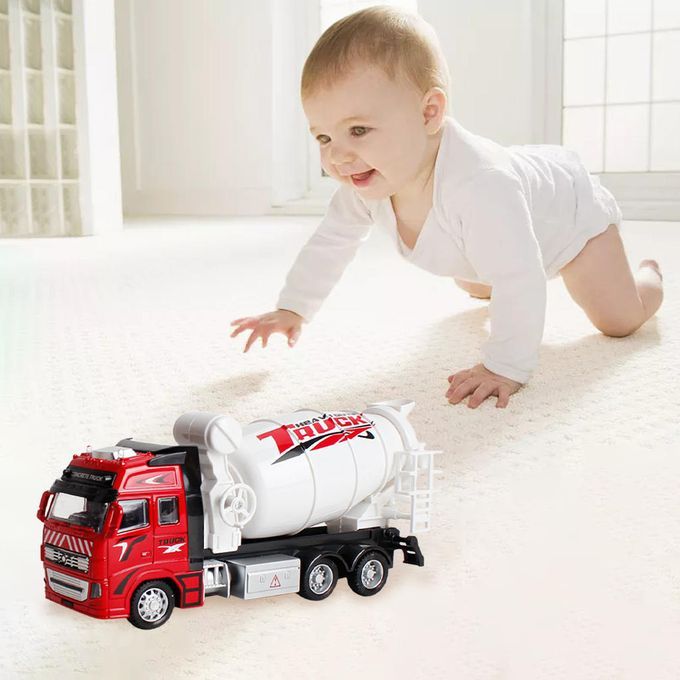 Simulation 1/38 Diecast Pull Back Toy Truck Model Red Mixer Truck