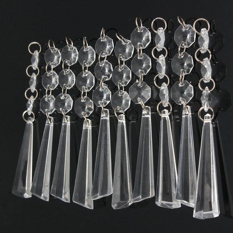 10x Acrylic Crystal Beads Garland Chandelier Hanging Curtain Wedding Party Decor