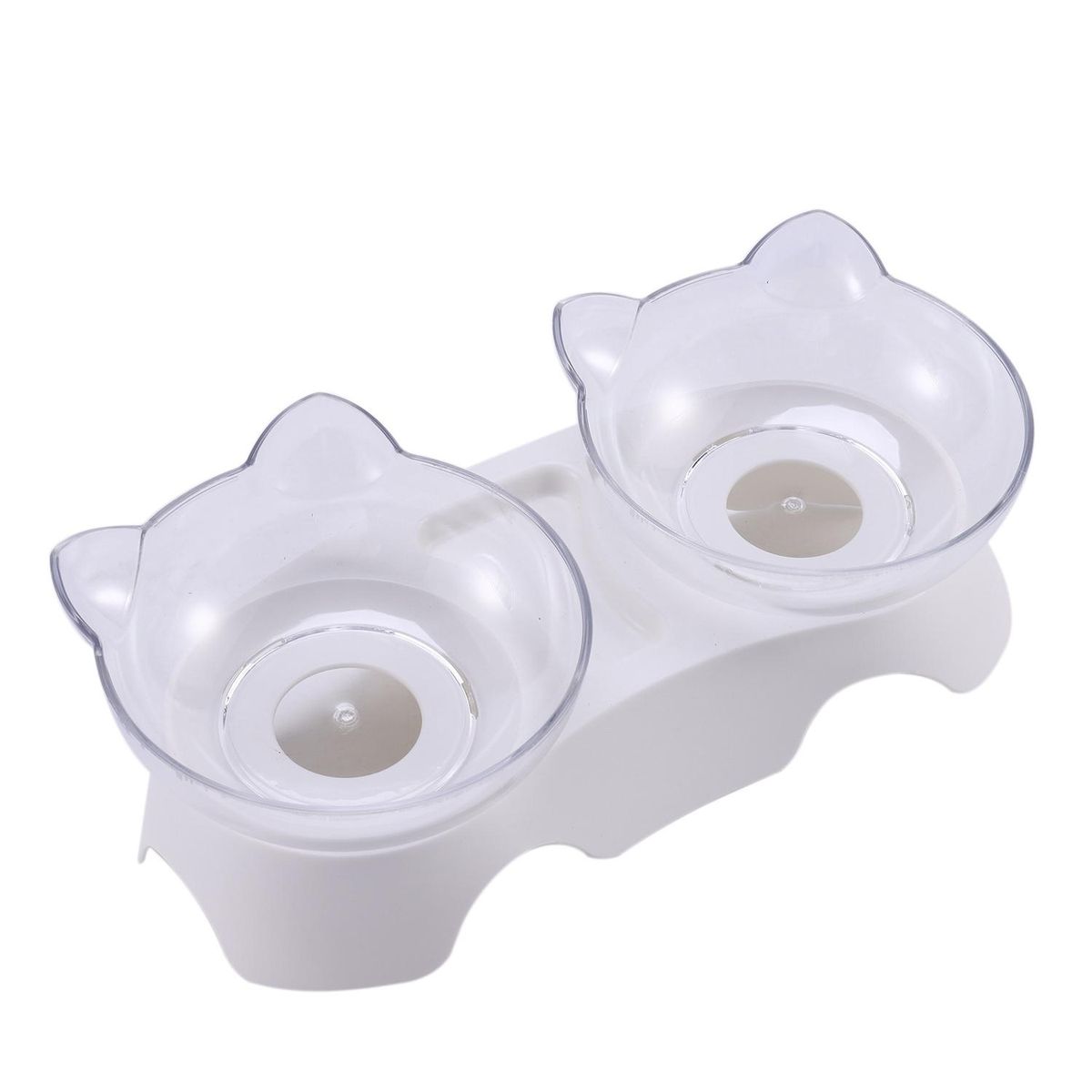 Cat Ears Shaped Cat Oblique Double Bowls Neck Protection
