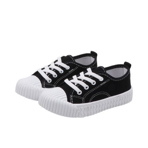Children's Canvas Sneakers Baby Little Girls' Low-top Casual Shoes Black