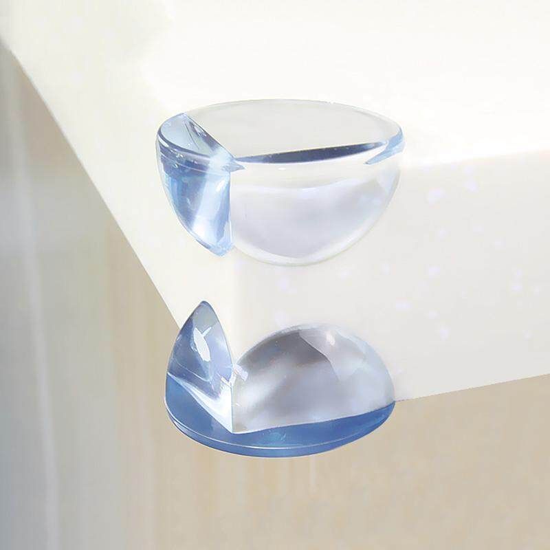 Infant And Child Safety Transparent Anti-collision Angle Glass Coffee Table Protective Corner Thick Baby Table Corner Protective Cover Round Corner [1 Box Of 4]