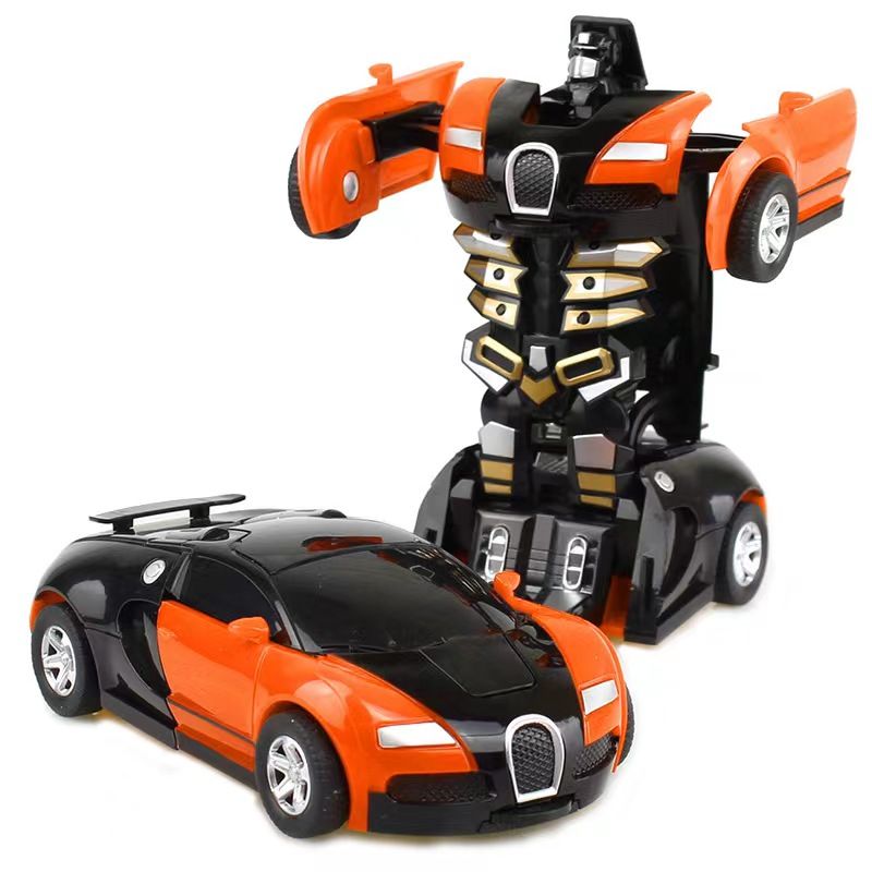 Car Inertial Transformer Robots Toy - Black And Orange