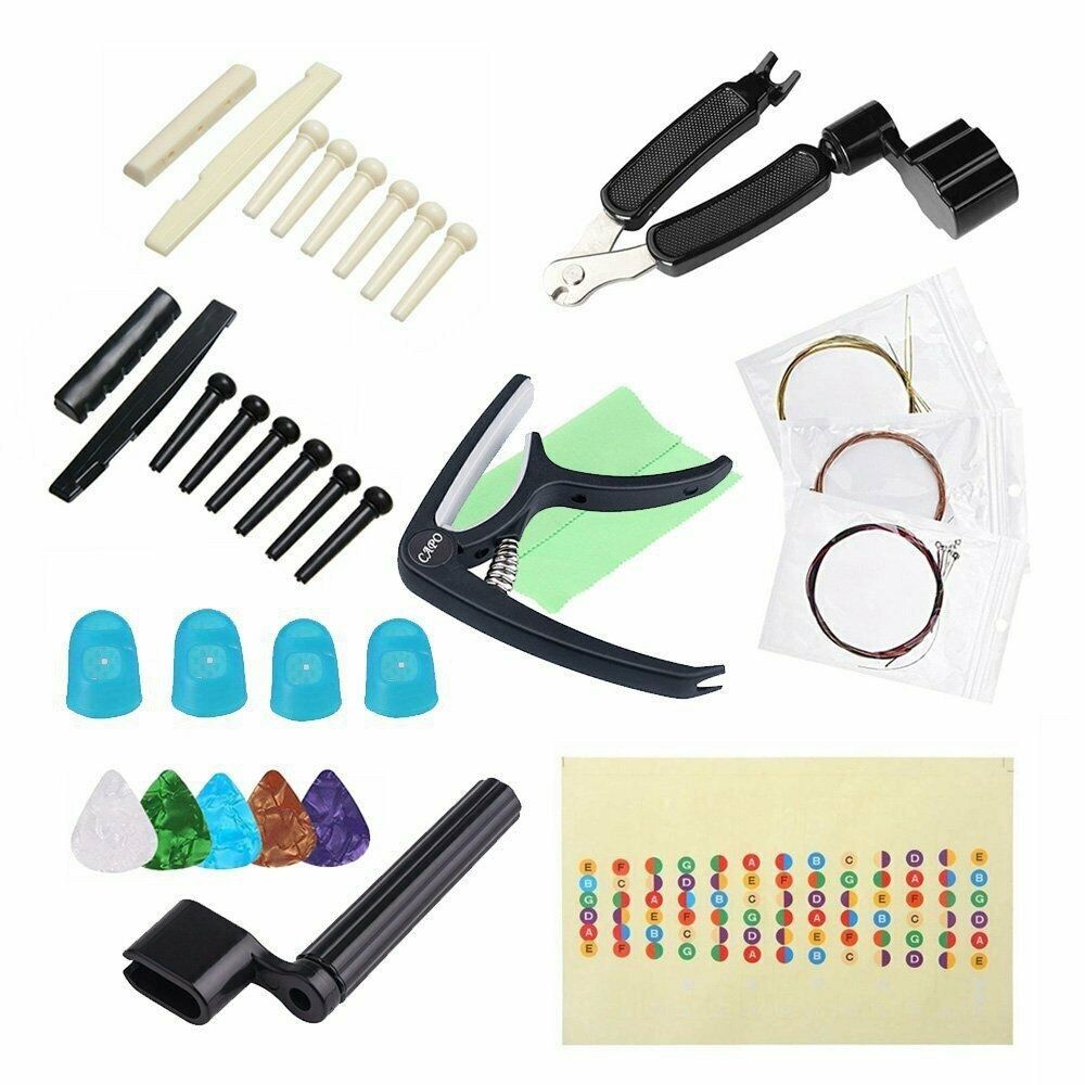 Guitar Accessories Kit Guitar Strings Picks Capo Plectrum