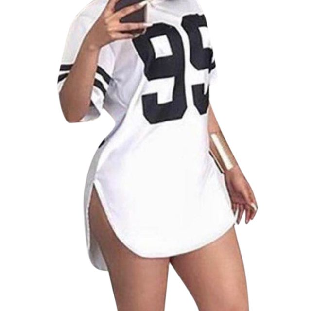 Women's T-Shirt Sexy Long Skirt Printed Ladies White_S