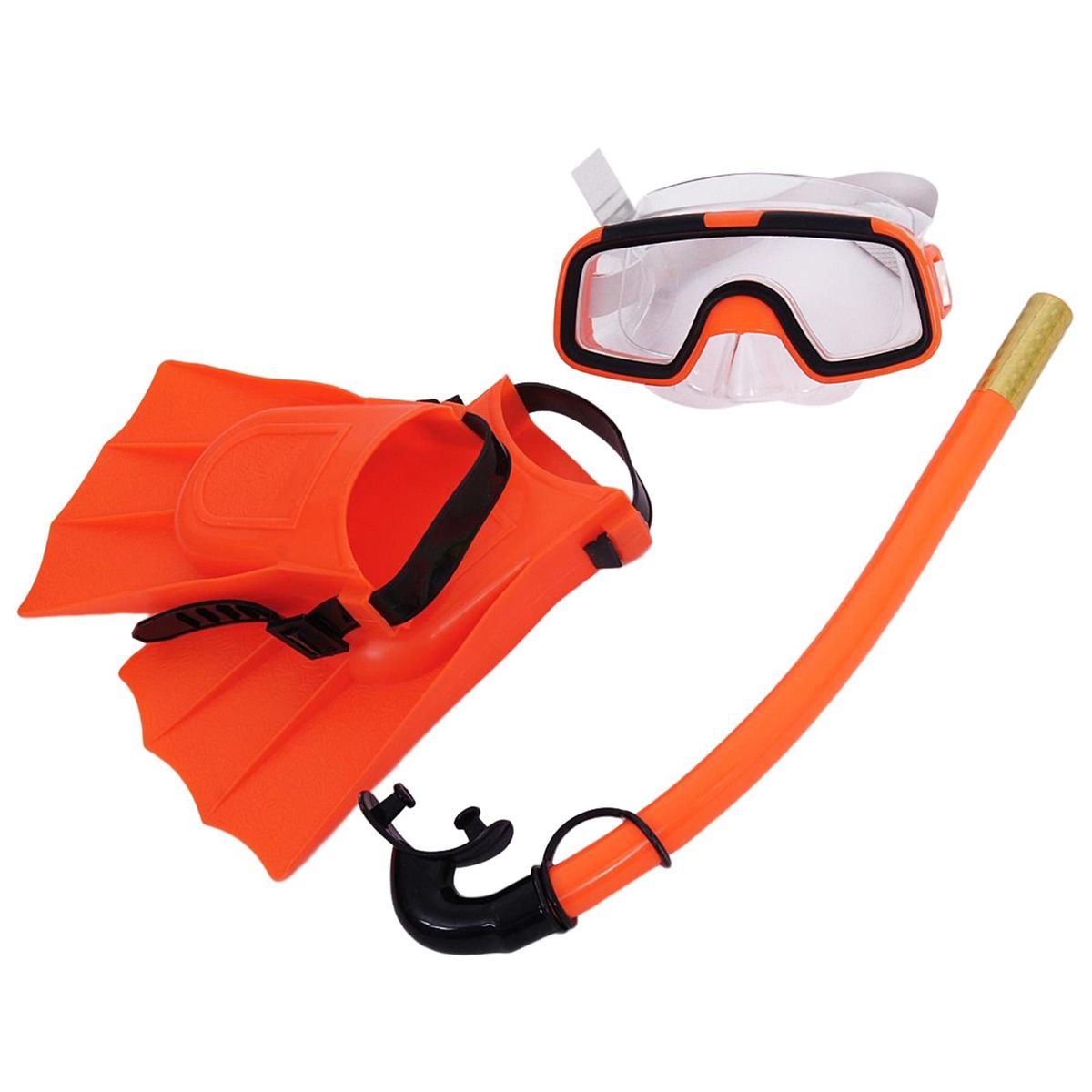 Swim Kids Snorkel Set Flippers  Snorkel Breathing Tube Orange