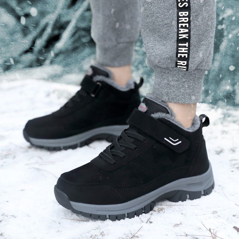 Sneakers Men Boots Men Boots Winter Shoes Warm Plush Ankle Boots Snow Casual-Black