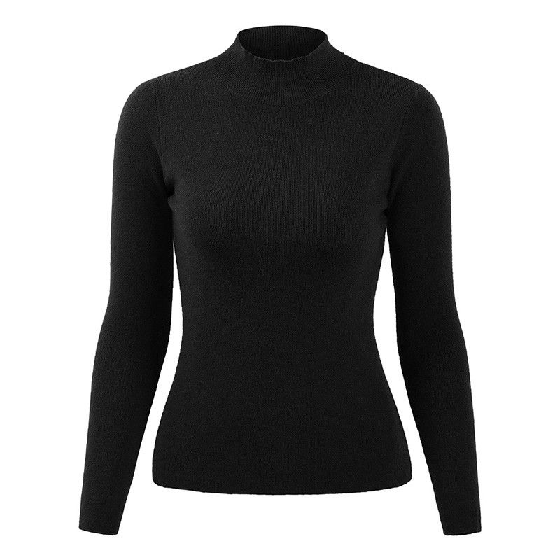 Casual Women Autumn Winter Basic Knitted Sweater Solid Color