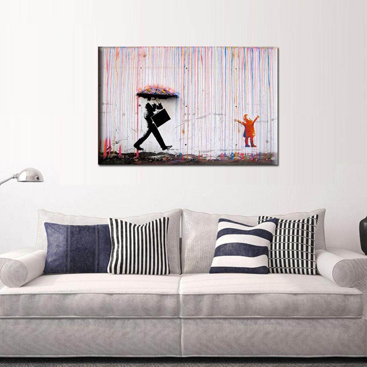 Modern Vogue Rain WALK Art On Canvas Watercolor Wall Decor No Framed 30*40cm