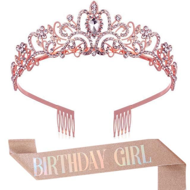 Girl Queen Satin Sash Crystal Crown