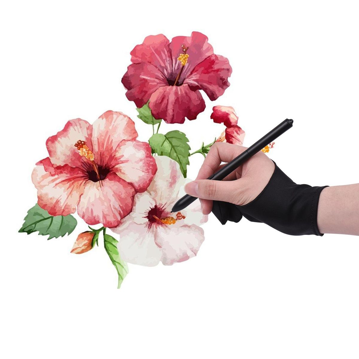 Two-Finger Free Size Drawing Glove Artist Tablet Painting Glove for Right & Left Hand Compatible with Huion/Wacom/BOSTO/UGEE/VINSA Graphics Drawing Tablets Monitor