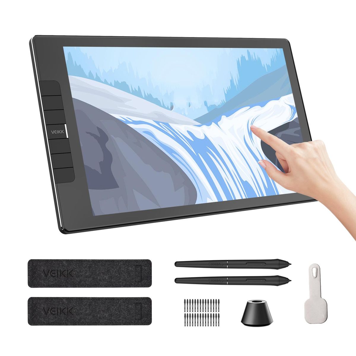 VEIKK VK1200 Graphics Drawing Tablet 11.6 x 9 inch Active Area 8192 Levels Pressure Tilt Function Art IPS LCD Animation Drawing Board with Battery-free Stylus 28 Pen Nibs for Laptop PC Compatible with Windows Mac OS Android f