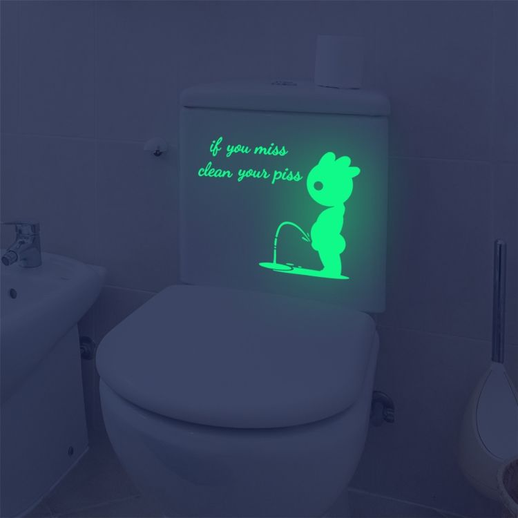2 PCS Toilet Decoration Luminous Wall Sticker