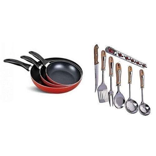Quality 3 Pieces Non-stick Frying Pan And Kitchen Spoon Set