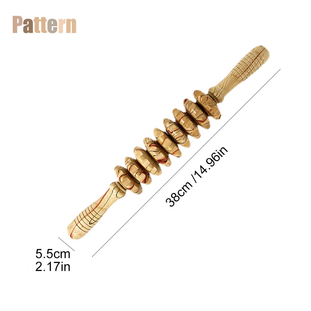 9 Wheels Rolling Pin Universal Back Needle Massage Tendons Beech Wood Scraping Stick Point Tre GRA