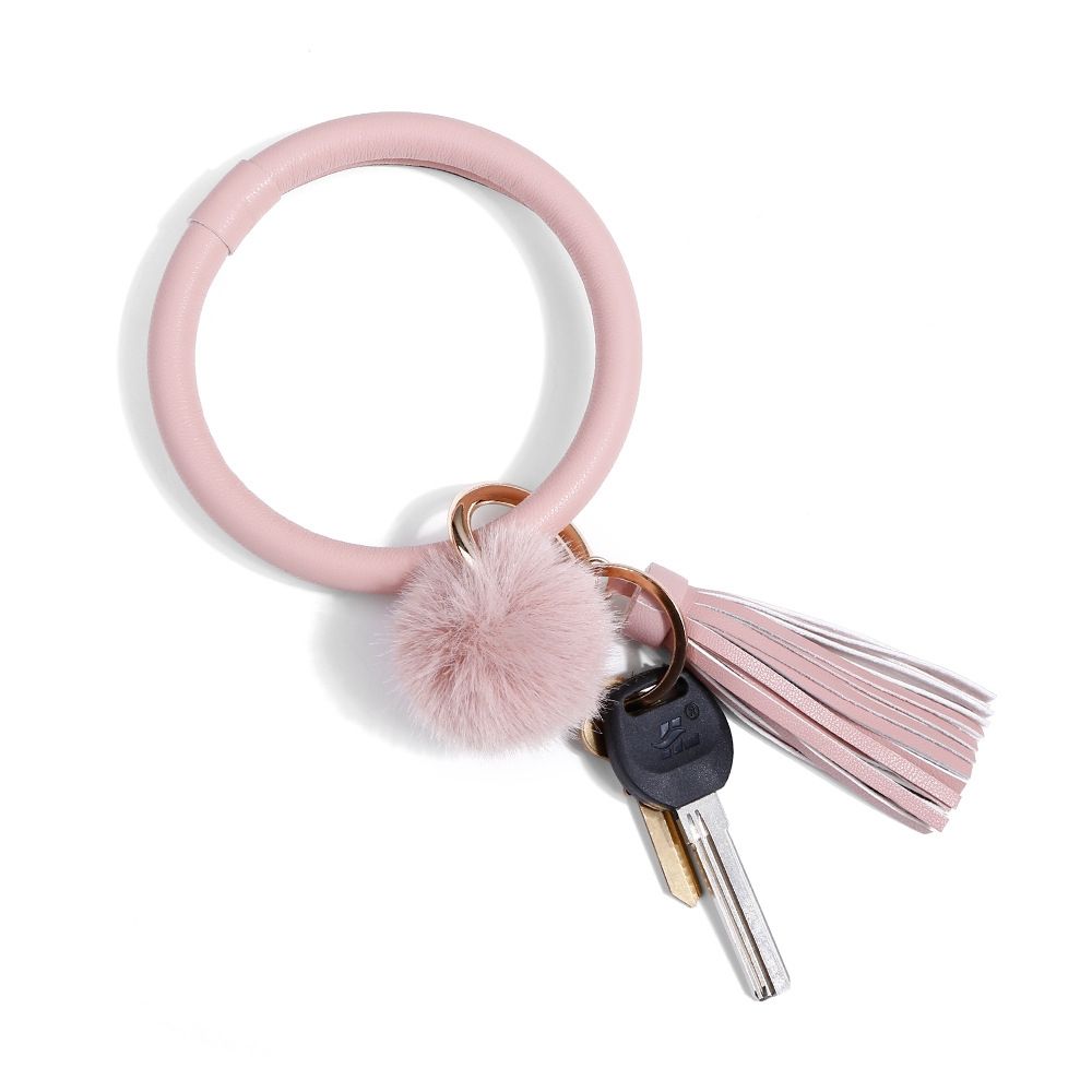 2 PCS Fringed Bracelet Keychain ( Pink)