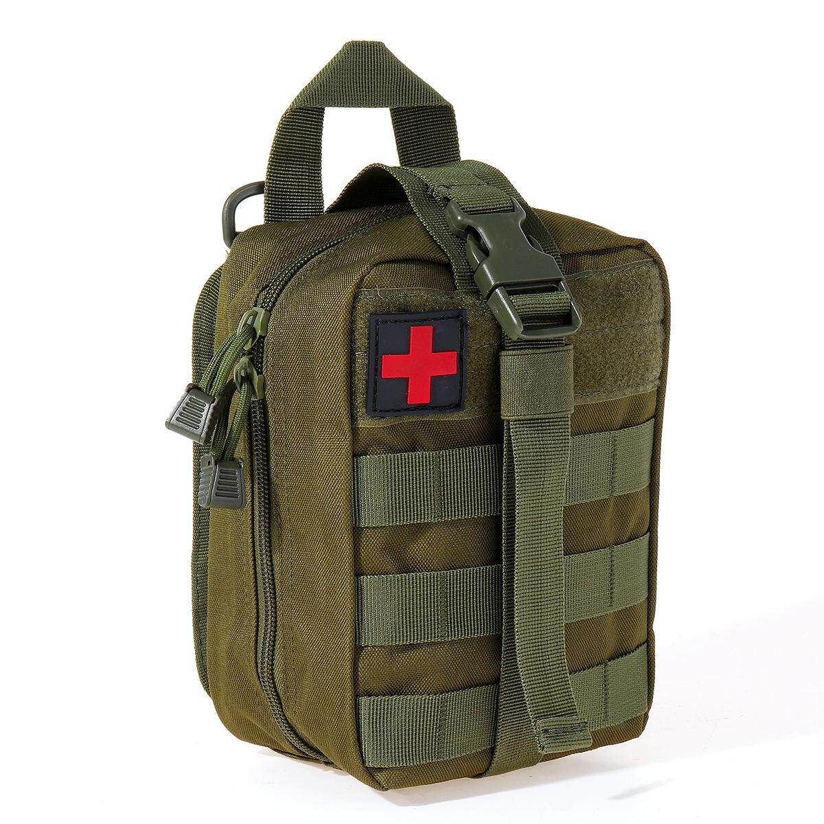 600D Nylon Outdoor Bag Travel First Aid Kit Multifunctional Pack Camping Climbing Bag Emergency Case Survival Military Green