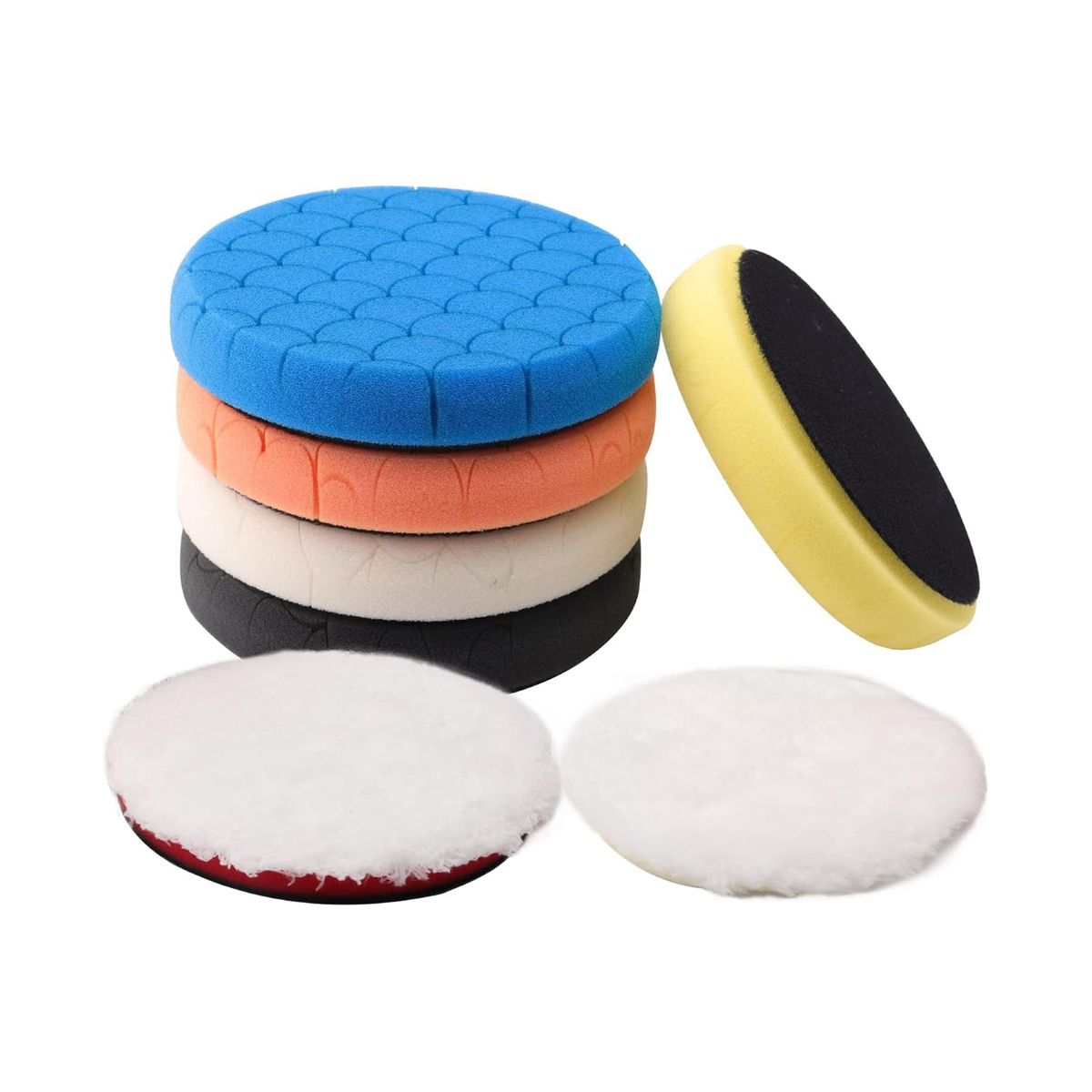 Buffing Polishing Pads, 7Pc 5.5 Inch Face for 5Inch 125mm