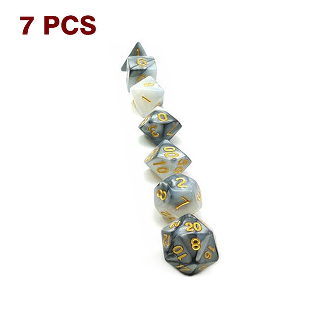7pcs Dual Color Digital Dice Multi Sides 20/12/10/100/8/6/4