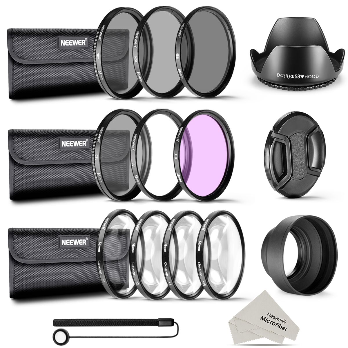Neewer® 58MM Complete Lens Filter Accessory Kit