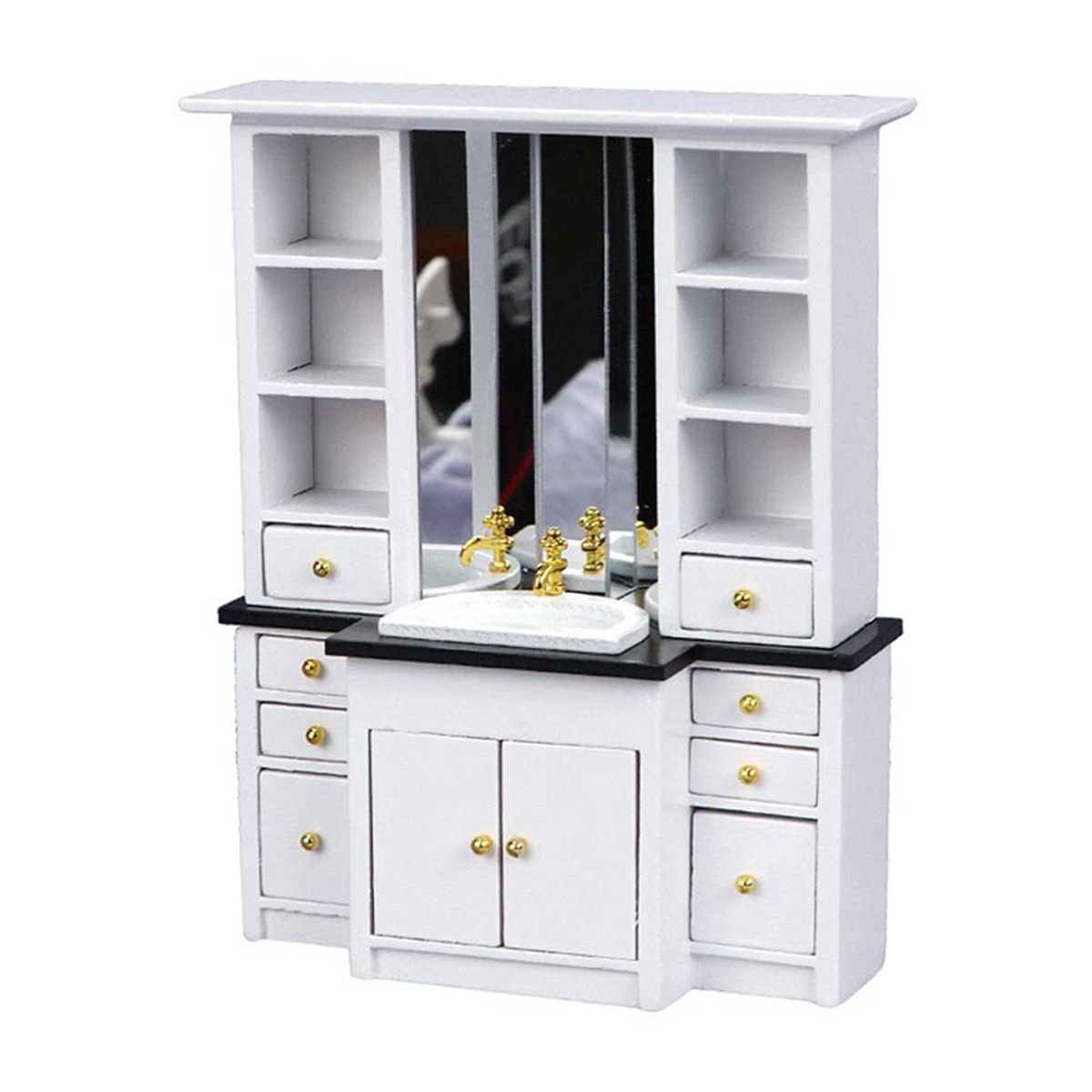 1/12 Doll House Miniature Cupboard Wash Basin Sink Cabinet T