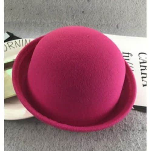 Classy Unisex Suede Bowler Hat - Fuchsia