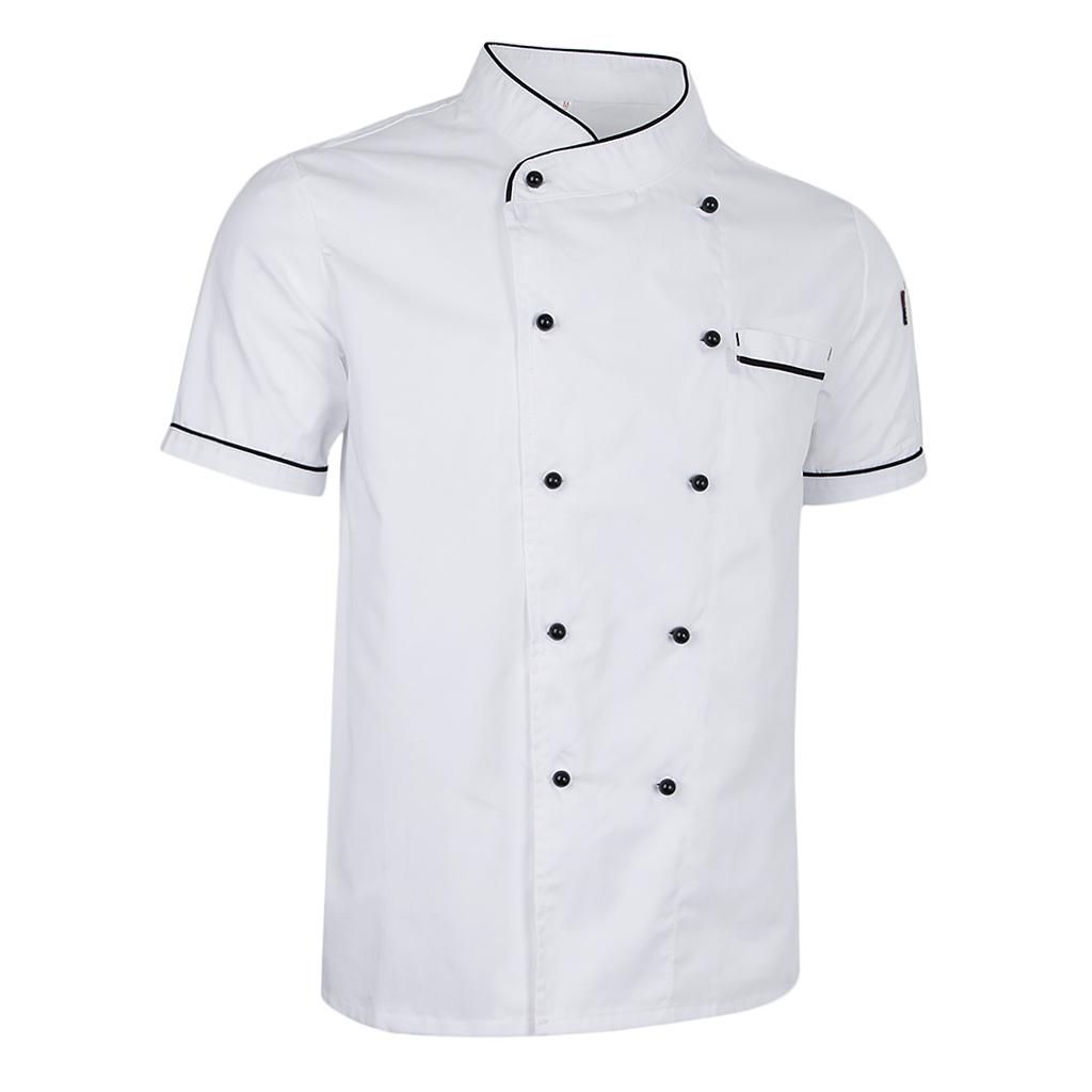 Black  Jacket Uniform Short Sleeve Hotel  White