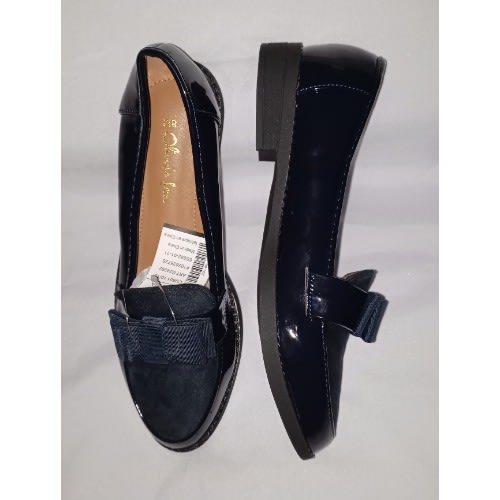 Minimalist Bow Decor Female Loafers -  Navy Blue