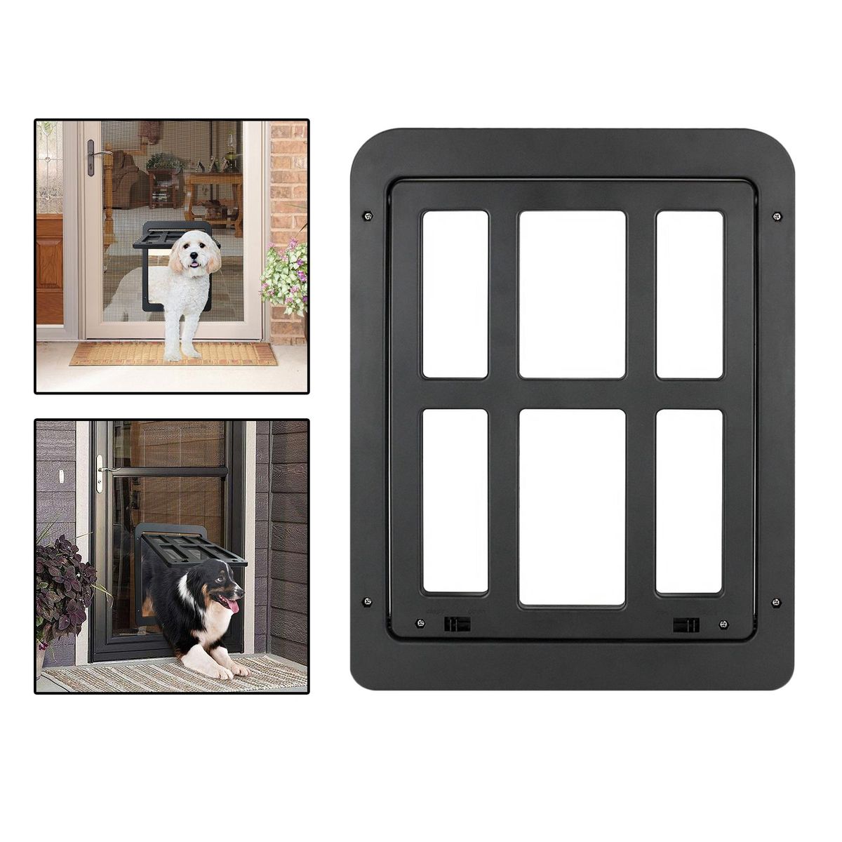 Dog Cat Flap Door For Screen Window With 4 Ways Lock Window Gate Pet