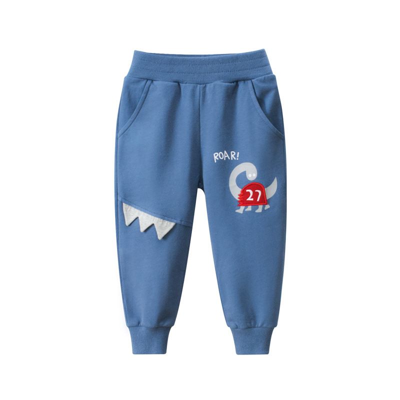 100% Cotton Kids Boys Casual Dinosaur Pants-Blue