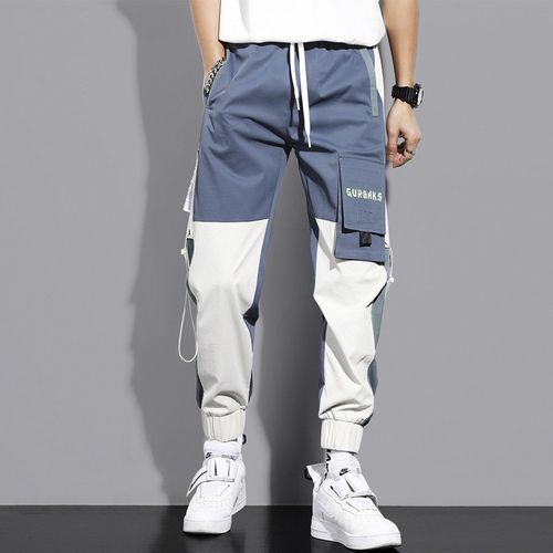 Cargo Combat Pant Joggers With Buckle Casual Pants - Blue
