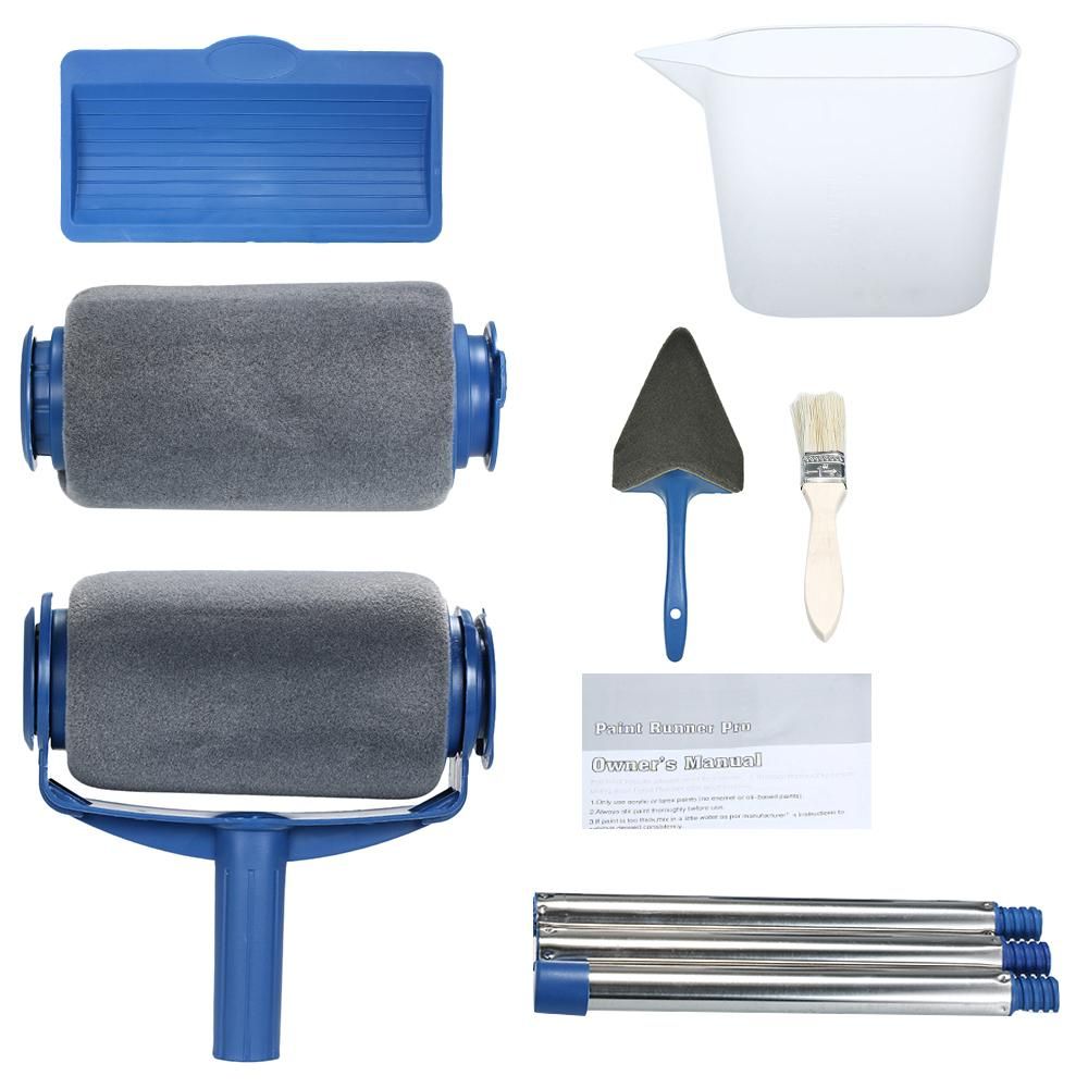 Paint Roller Set with Sticks Decorate Runner Tool Painting Brush Set